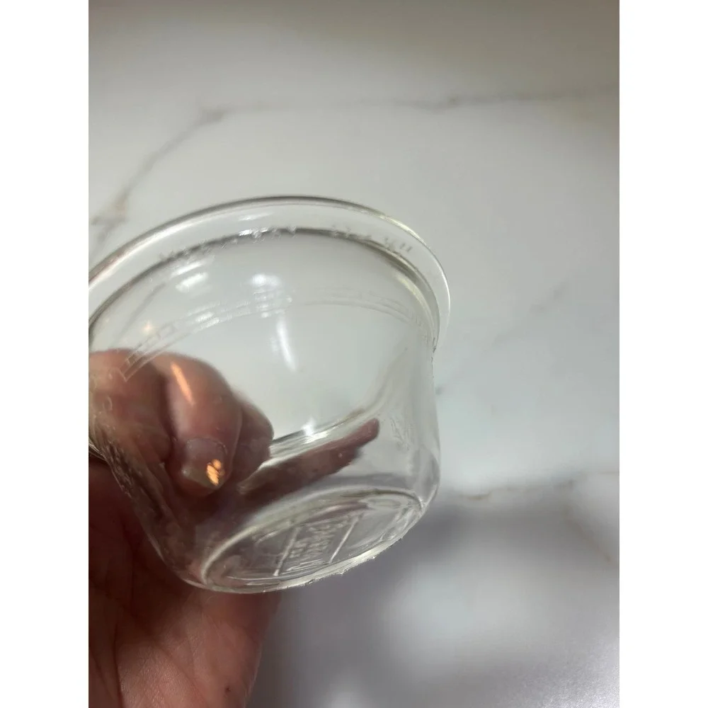 Glasbake Vintage Clear Glass Custard Cups Ramekins Etched Floral Set of 6